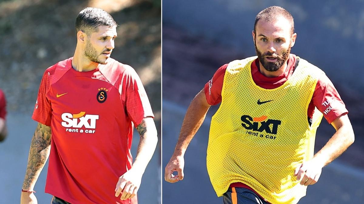 Galatasaray'n yeni transferleri ilk idmanda dktrd! Mauro Icardi ve Juan Mata...