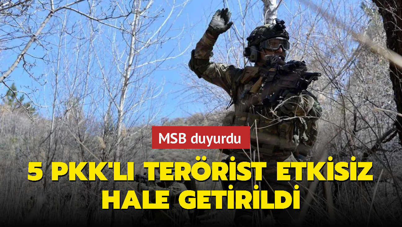 MSB duyurdu: 5 PKK'l terrist etkisiz hale getirildi