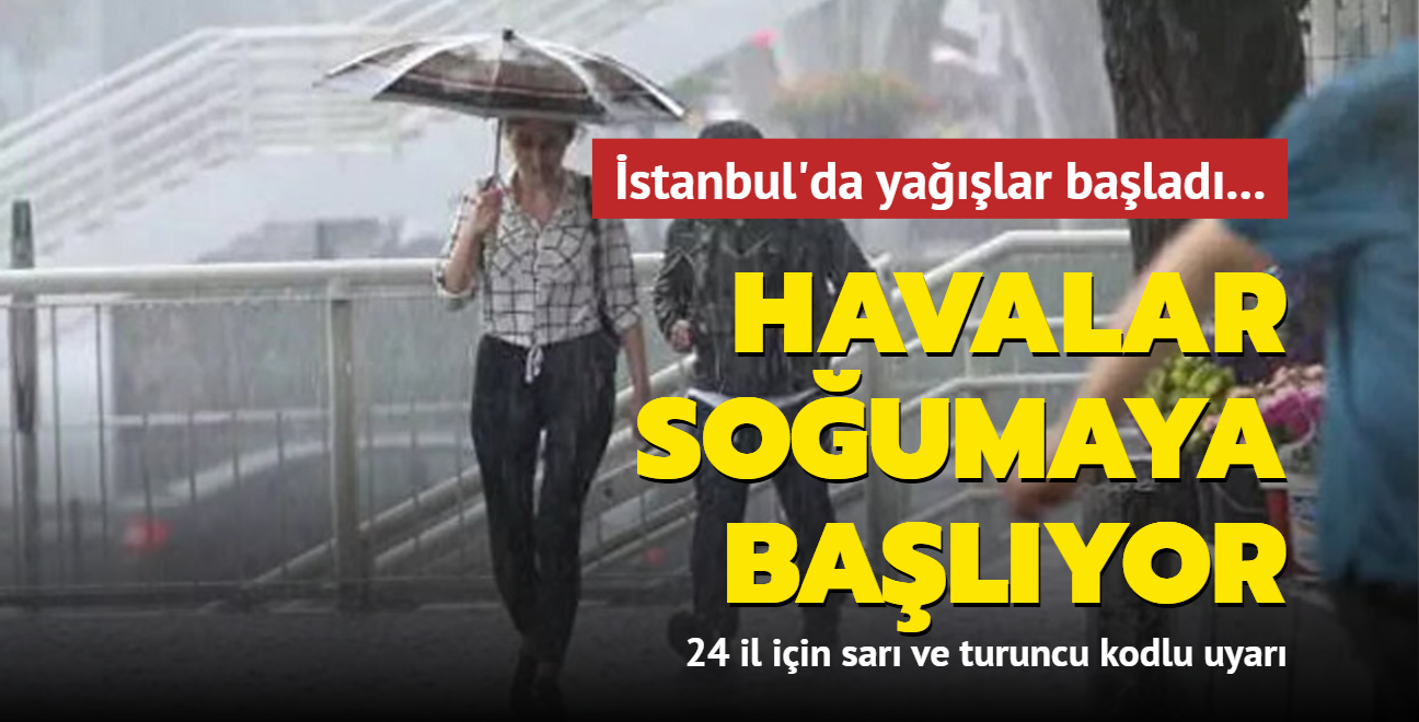 stanbul'da yalar balad... 24 il iin sar ve turuncu kodlu uyar! Havalar souyor...