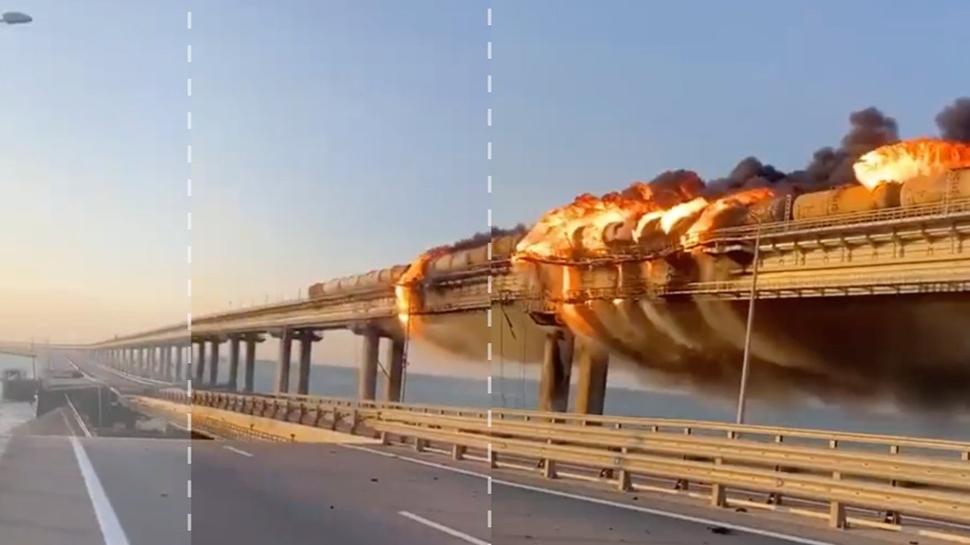 Ukrayna havaya u�urdu! Rusya'n�n sembol k�pr�lerinden biriydi