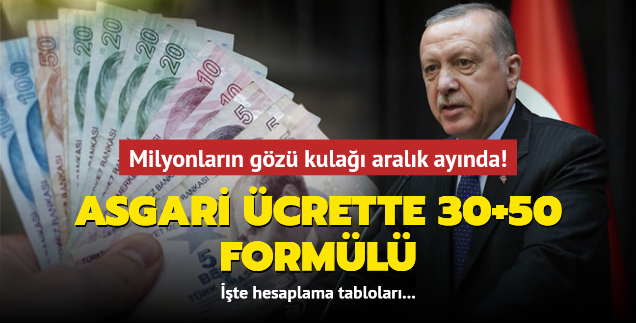 Milyonlarn gz kula aralk aynda! Asgari crette 30+50 forml! te hesaplama tablolar...