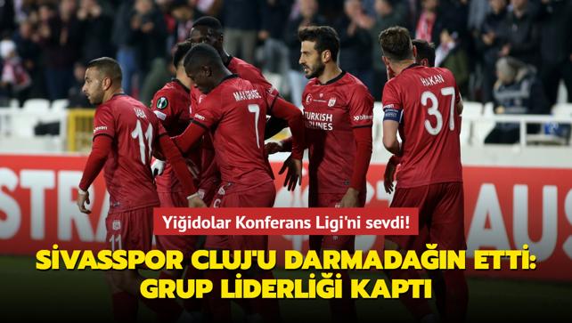 Yiidolar Konferans Ligi'ni sevdi! Sivasspor, Cluj'u darmadan etti: Grup liderlii kapt