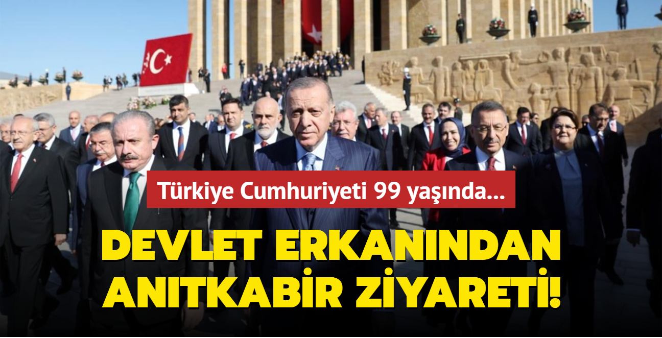 Trkiye Cumhuriyeti 99 yanda... Devlet erkan Antkabir'i ziyaret etti