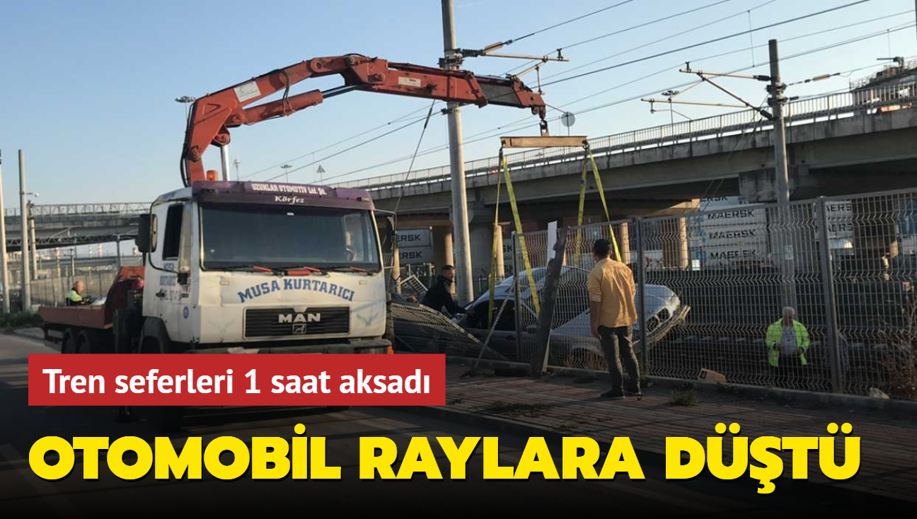 Otomobil raylara dt... Tren seferleri 1 saat aksad