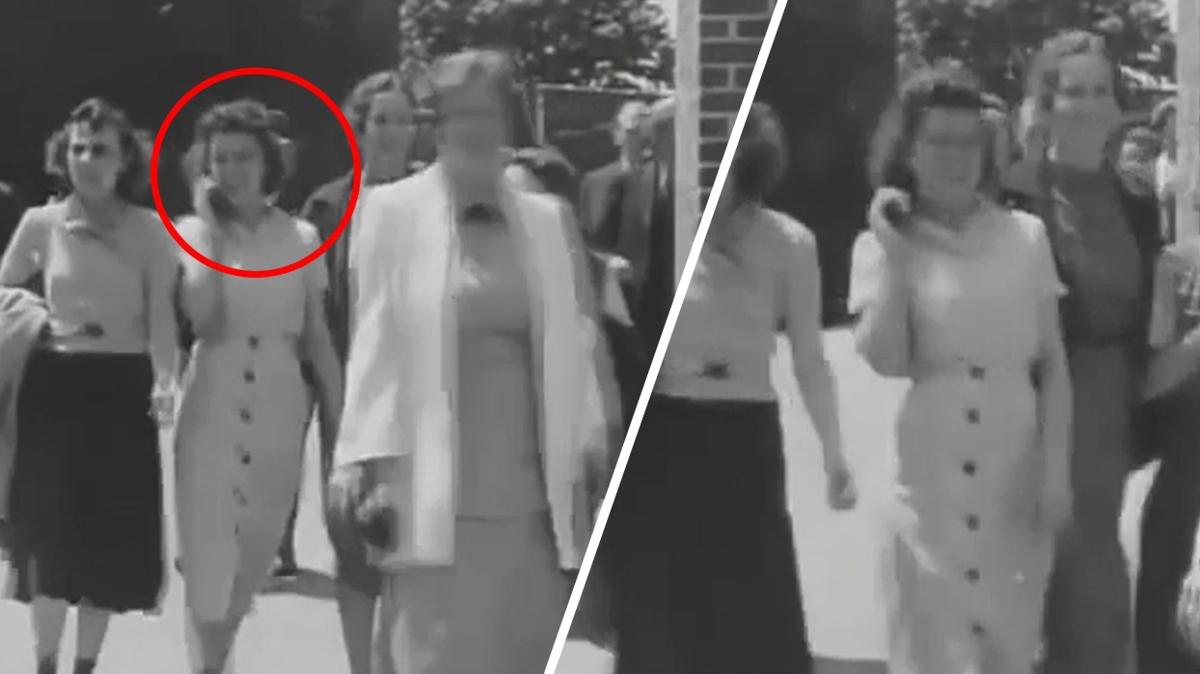 Zaman yolcusu 1938 ylnda cep telefonuyla konuurken grntlendi! Akllara durgunluk getiren video!