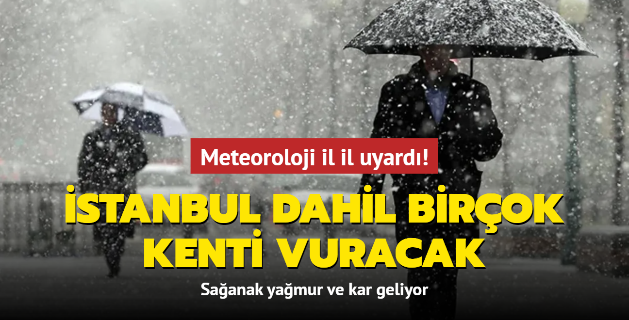 stanbul dahil birok kenti vuracak... Meteoroloji il il uyard! Saanak yamur ve kar geliyor