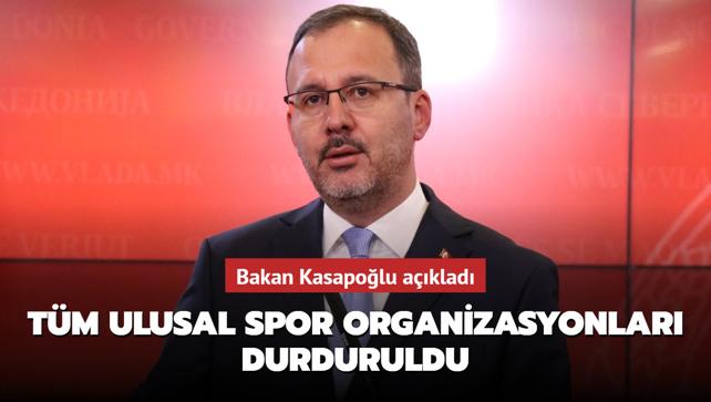 Son dakika! Bakan Kasapolu aklad: Tm ulusal spor organizasyonlar durduruldu