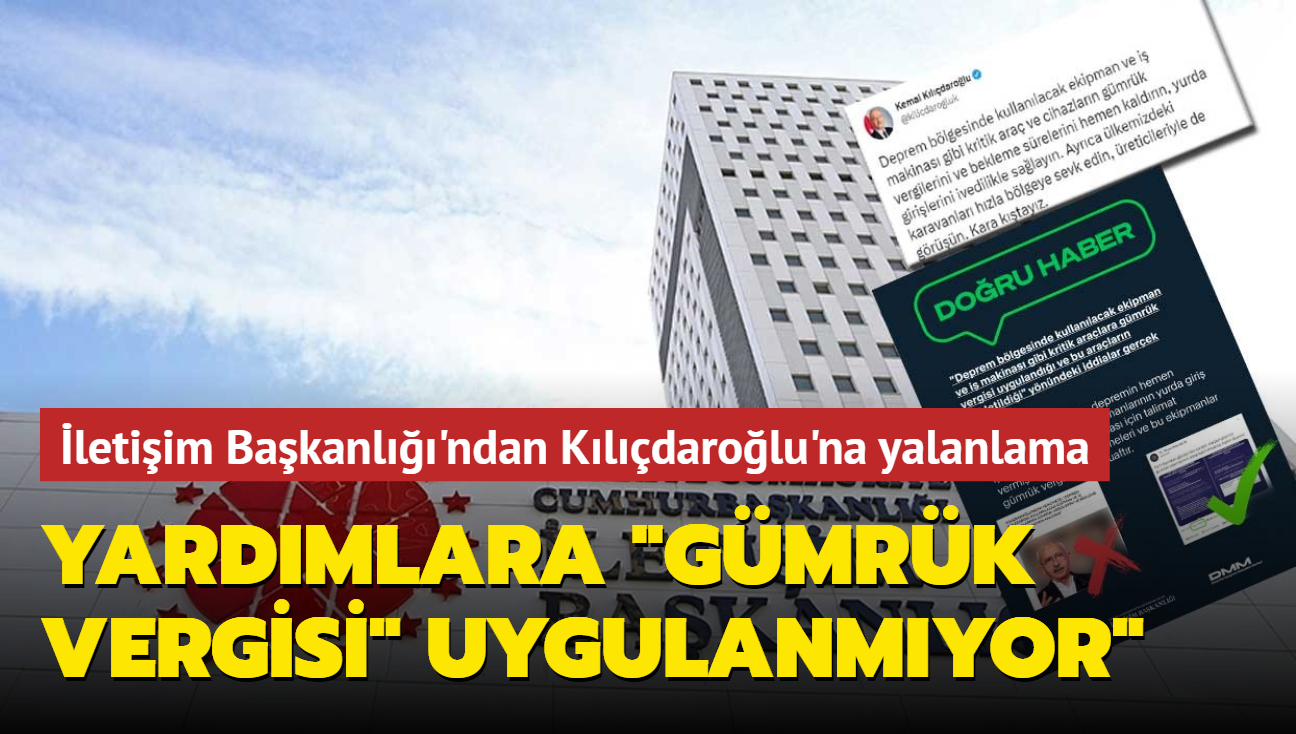 Kldarolu'nun yardmlara "Gmrk Vergisi" uygulanyor iddialarna yalanlama