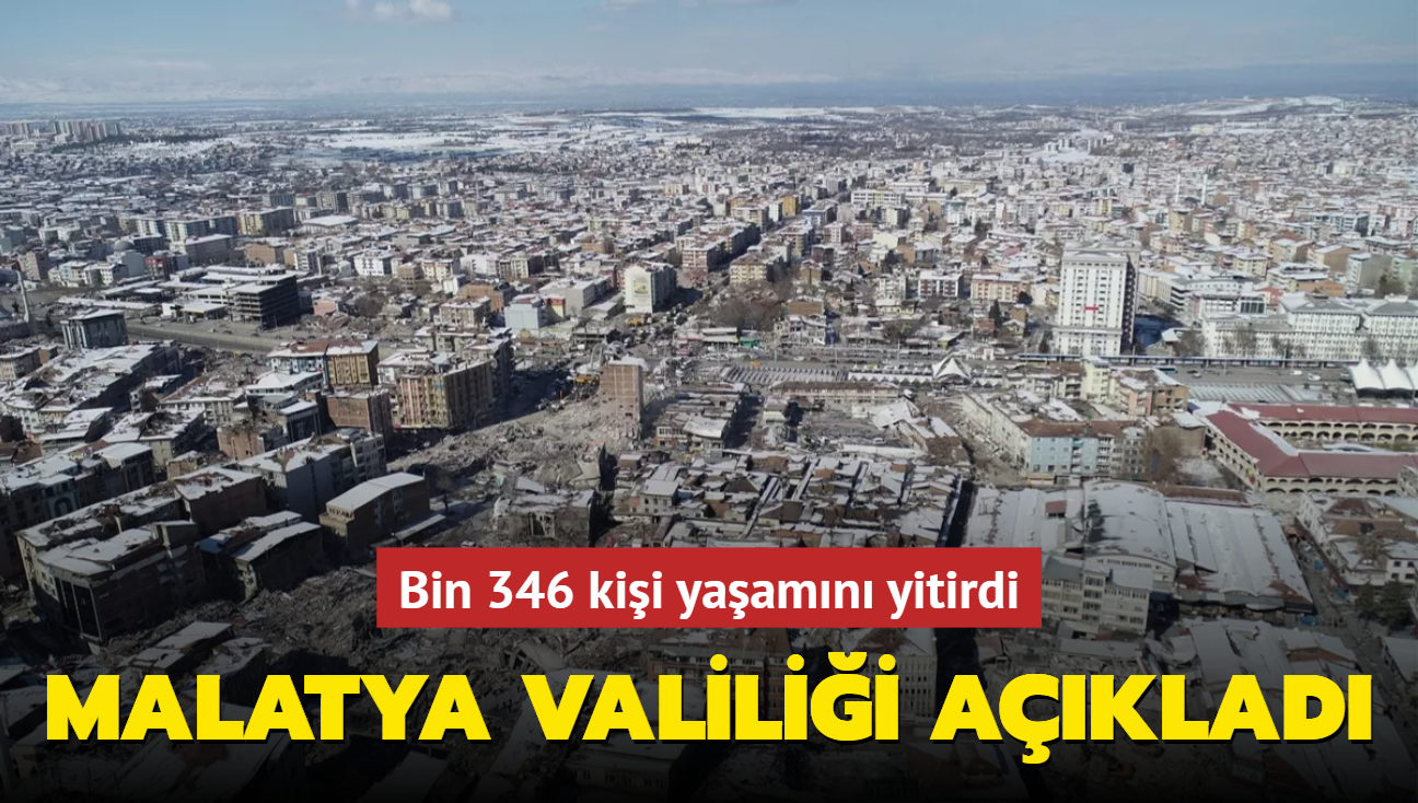 Malatya Valilii depreme ilikin verileri aklad... Bin 346 kii yaamn yitirdi