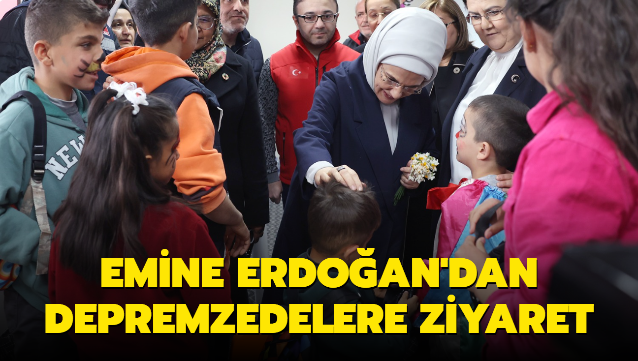 Bakan Erdoan'n ei Emine Erdoan deprem blgesinde... Afetzedeleri ziyaret etti