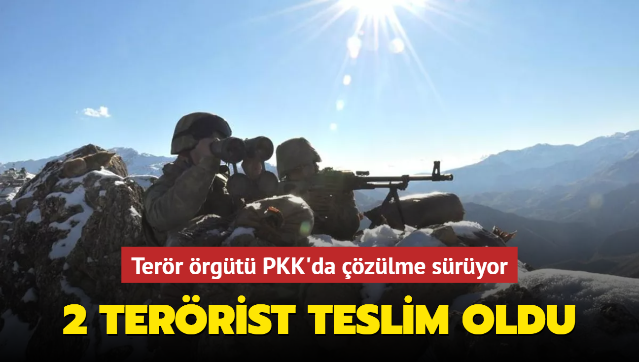 Terr rgt PKK'da zlme sryor... 2 terrist teslim oldu