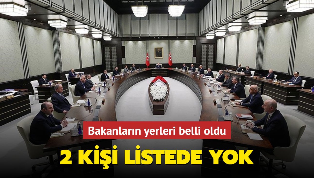 Bakanlarn yerleri belli oldu... 2 kii listede yok