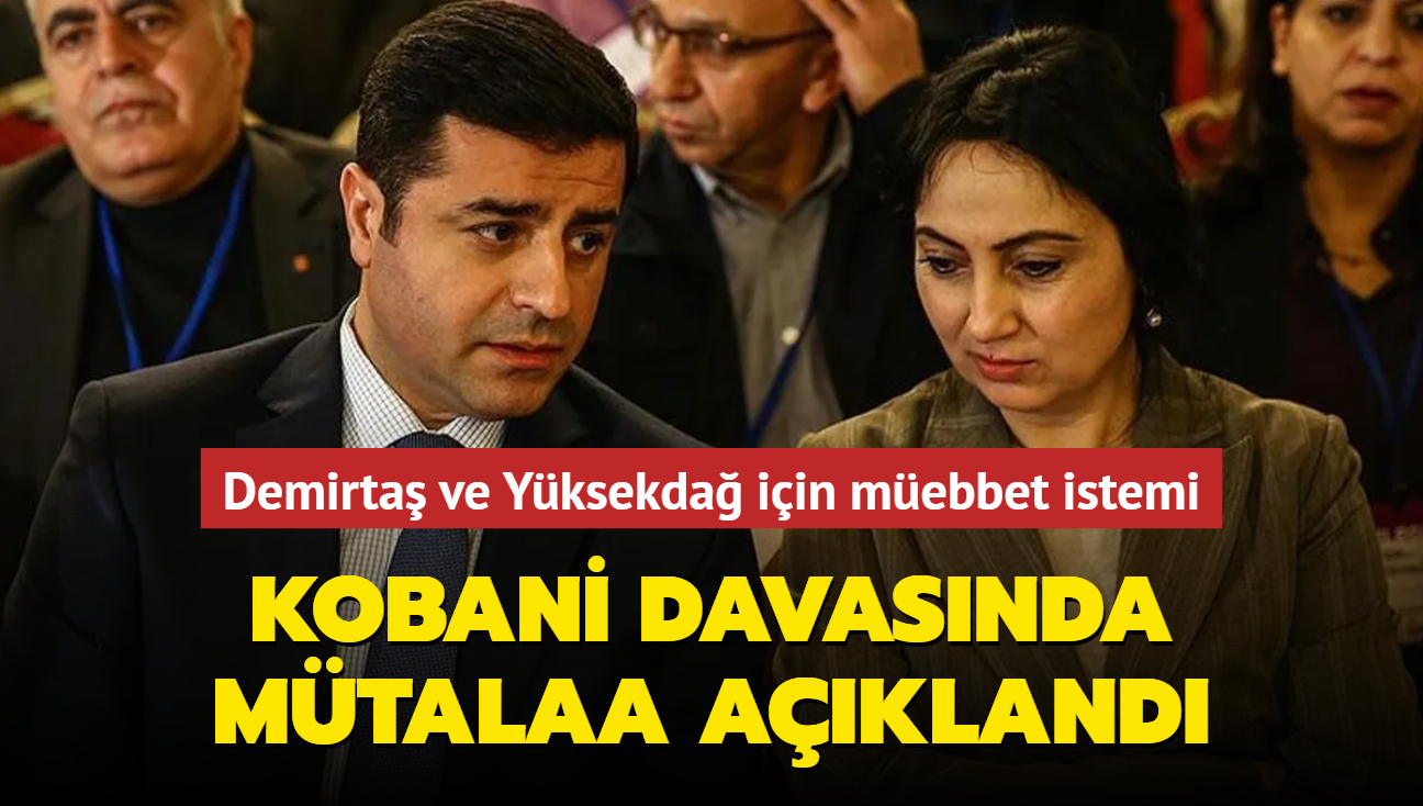 Kobani davasnda mtalaa akland... Demirta ve Yksekda iin arlatrlm mebbet istemi