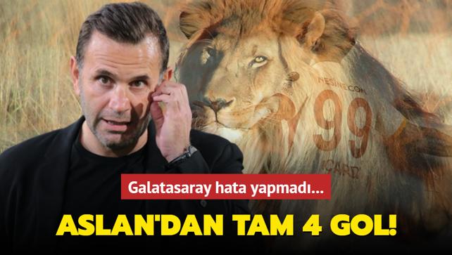 Aslan'dan tam 4 gol! Galatasaray hata yapmad