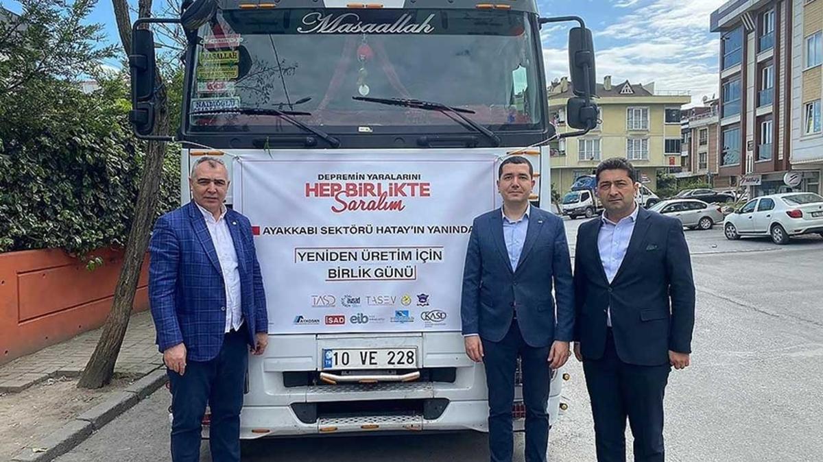 Ayakkab sanayicisinden Hatay'a makine ve tehizat yardm