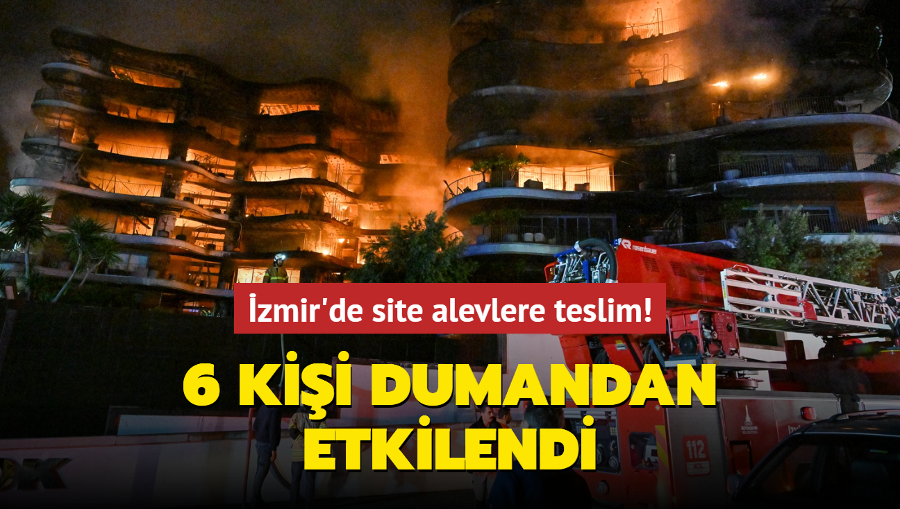 zmir'de site alevlere teslim... 6 kii dumandan etkilendi