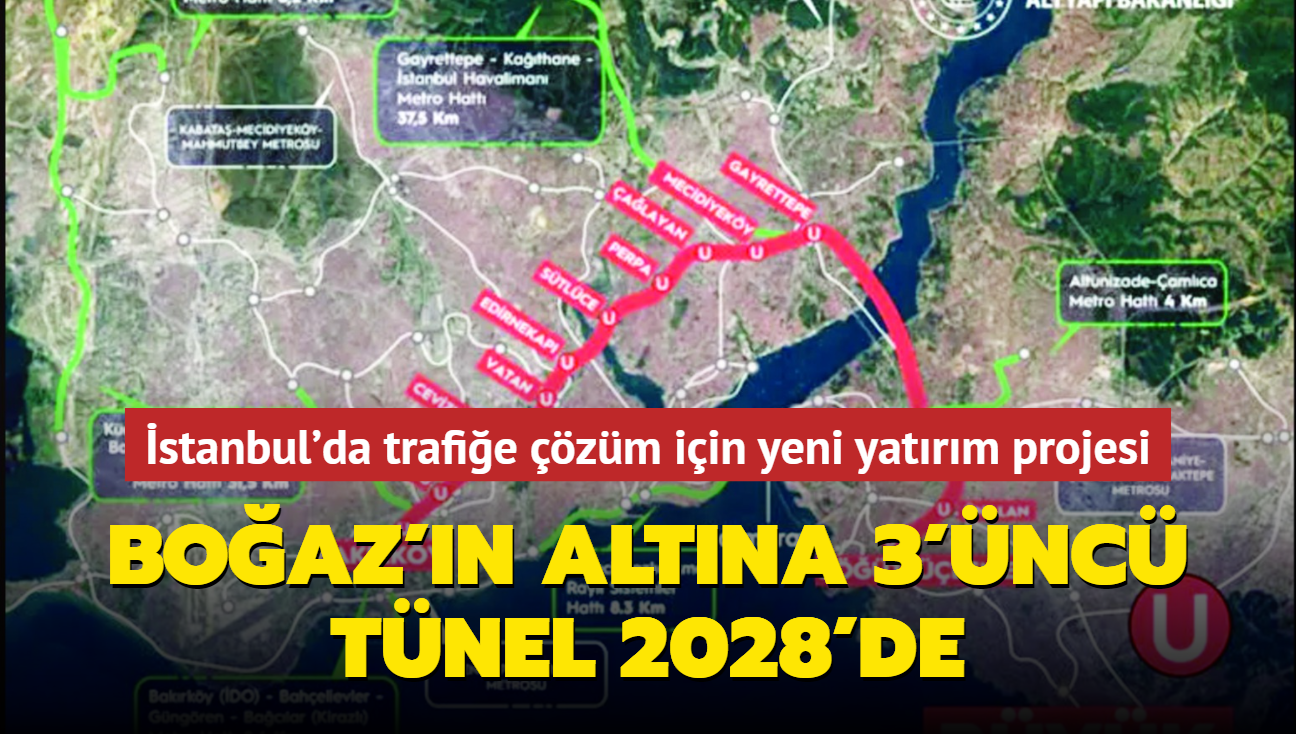 Boaz'n altna 3'nc tnel 2028'de! stanbul'da trafie zm iin yeni yatrm projesi