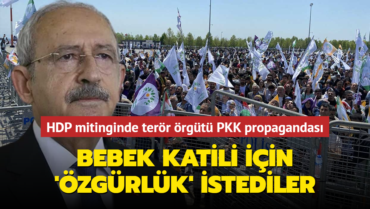 HDP mitinginde terr rgt PKK propagandas... Bebek katili iin 'zgrlk' istediler