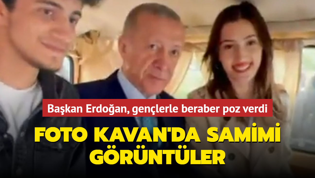 Bakan Erdoan, genlerle beraber poz verdi... Foto Kavan'da samimi grntler