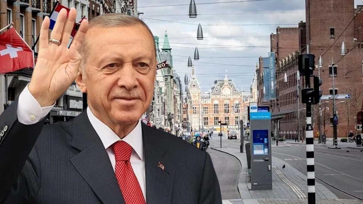 Hollanda semalarnda "Reis Recep Tayyip Erdoan" pankart