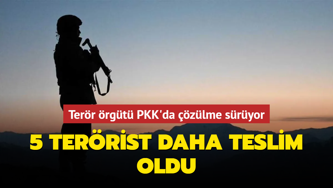 Terr rgt PKK'da zlme sryor... 5 terrist daha teslim oldu