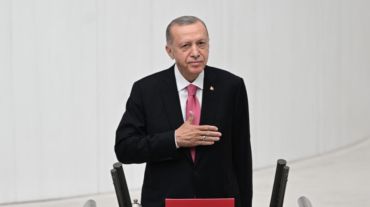 Bakan Erdoan TBMM'de yemin etti... lk mesaj geldi: Canla bala alacaz