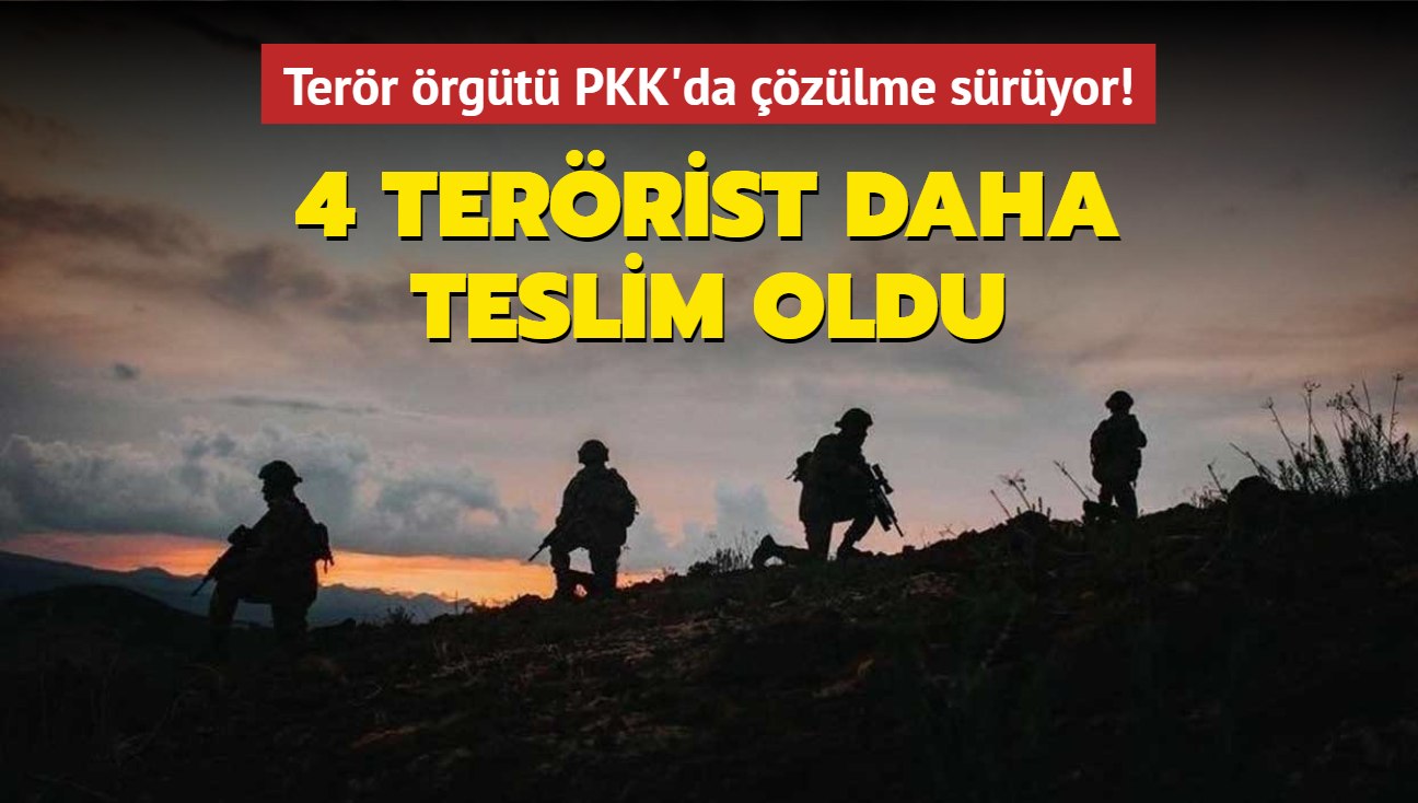 Terr rgt PKK'da zlme sryor... 4 terrist daha teslim oldu