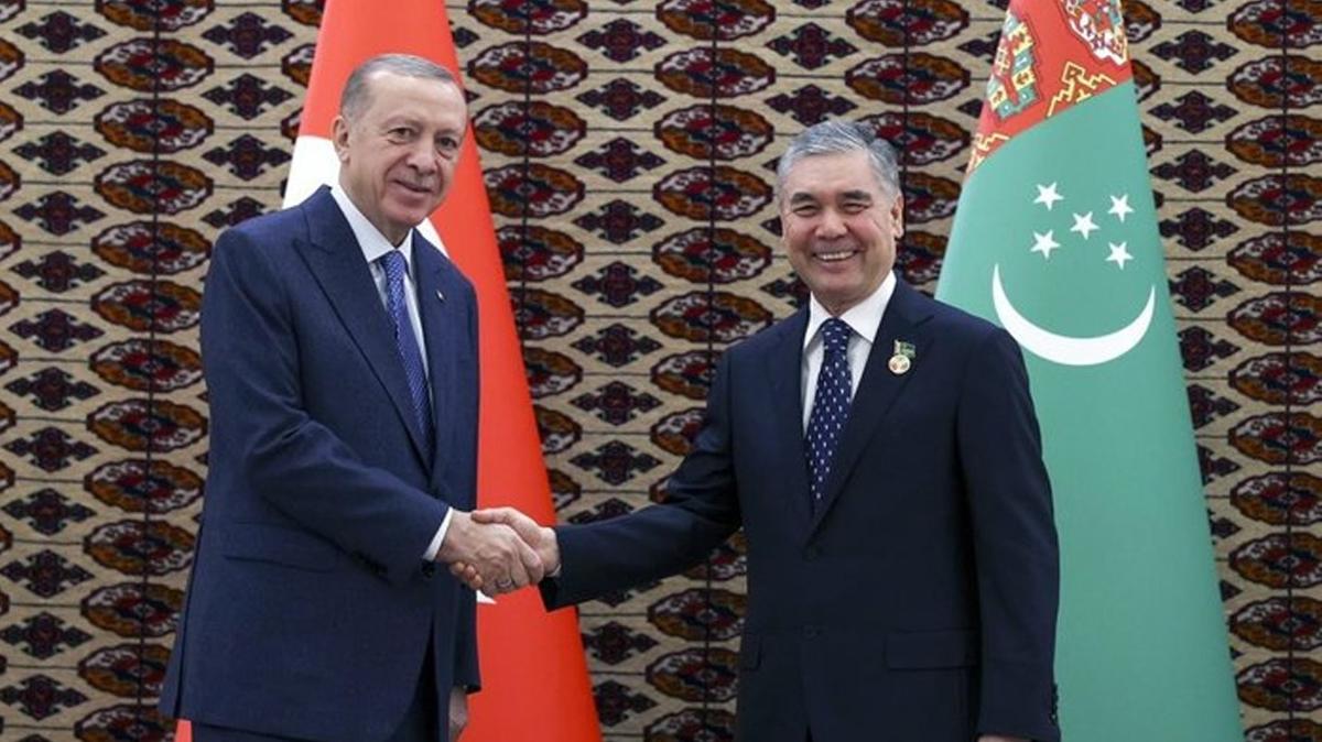 Bakan Erdoan Trkmenistan Devlet Bakan Berdimuhammedov ile grt