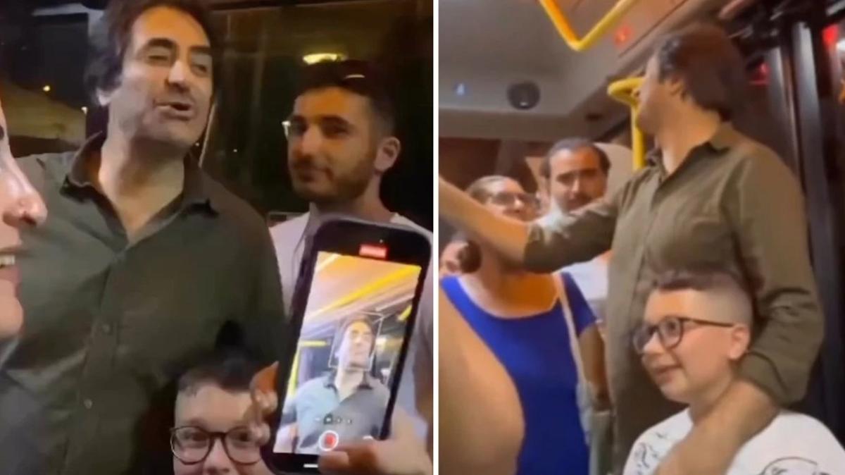 Mahsun Kırmızıgül Alaçatı'da taksi bulamadı minibüse bindi hayranları ile şarkı