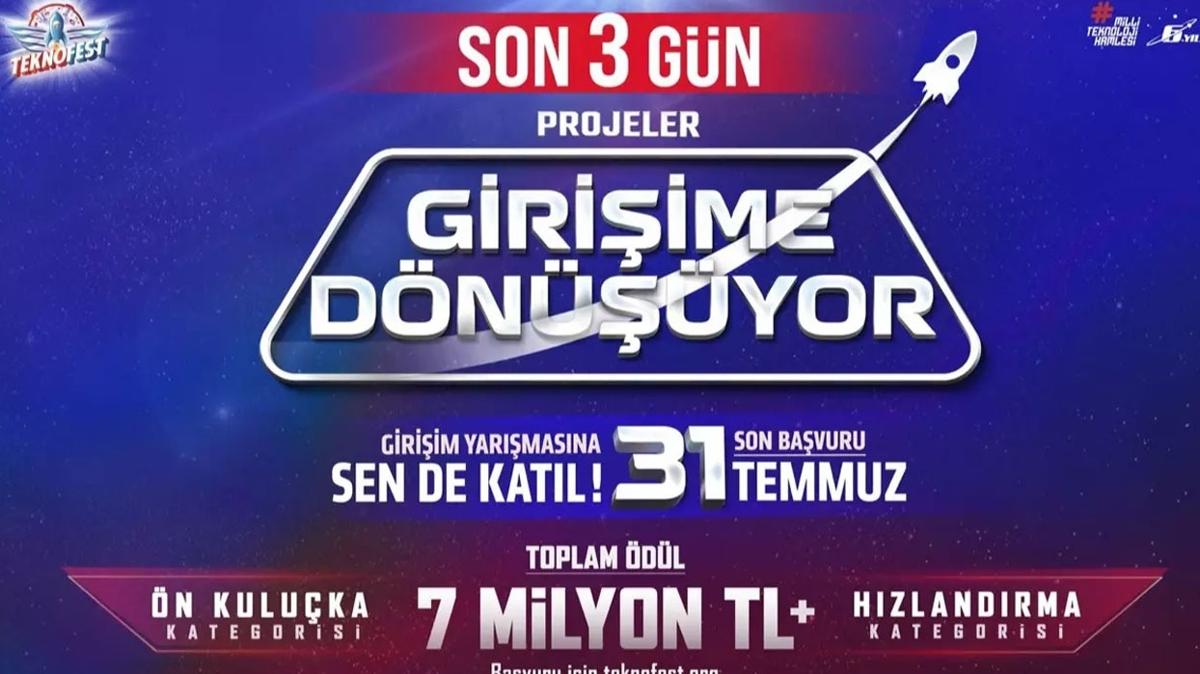 TEKNOFEST giriim yarmas bavurusu iin son 3 gn