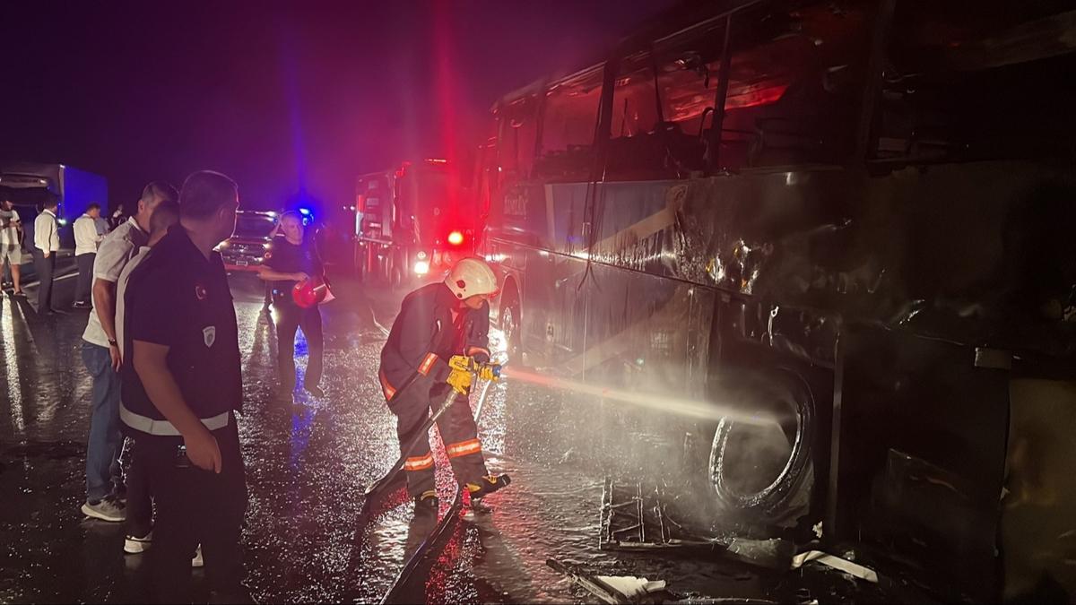 Malatya'da yolcu otobs yand
