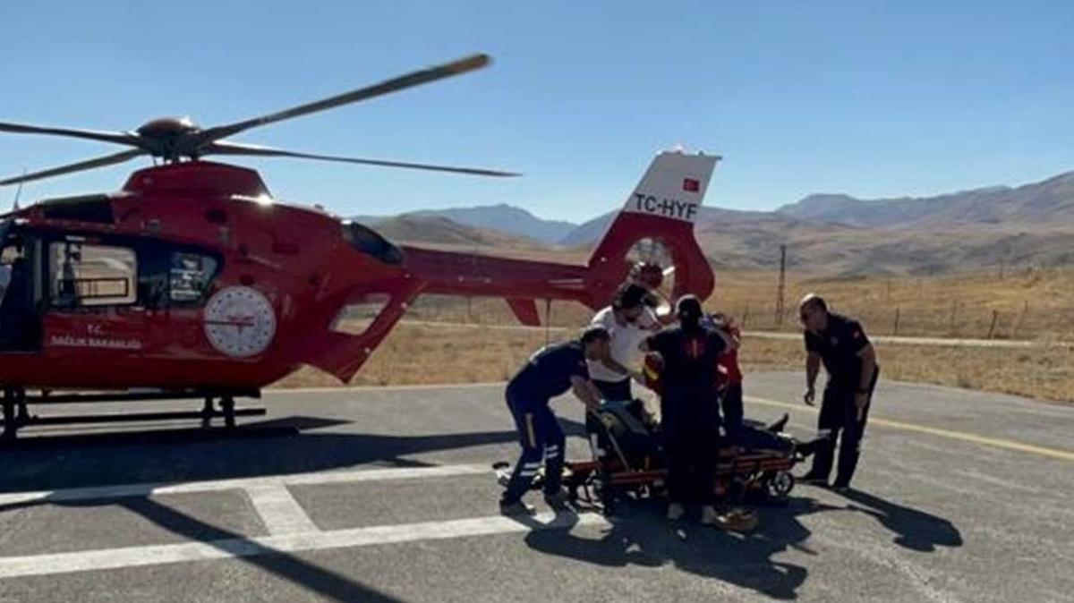 Van'da fenalaan hastann imdadna ambulans helikopter yetiti