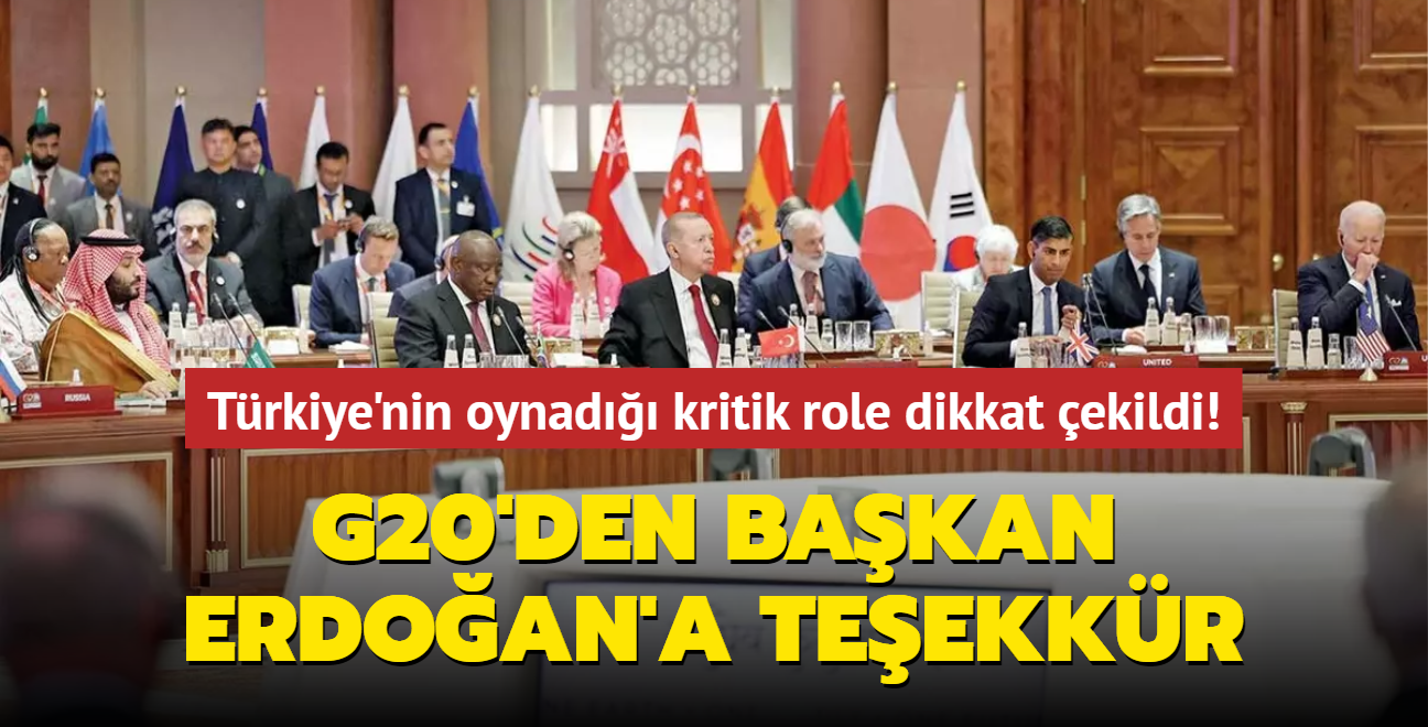 G20'den Erdoan'a teekkr