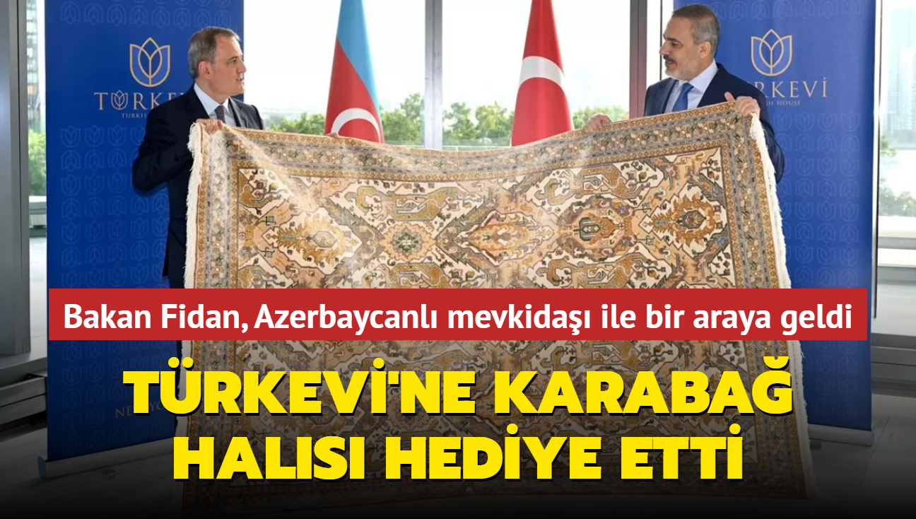 Bakan Fidan, Azerbaycanl mevkida ile bir araya geldi: Trkevi'ne Karaba Hals hediye etti 