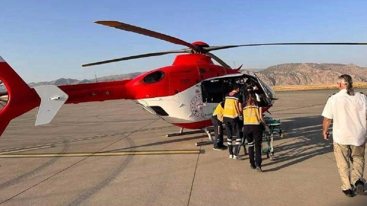 Ambulans helikopter 40 gnlk Menesa bebek iin havaland