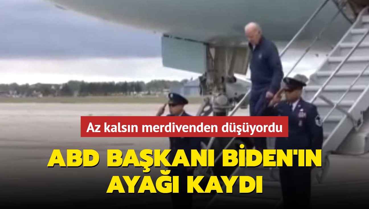 ABD Bakan Biden'n aya kayd... Az kalsn merdivenden dyordu