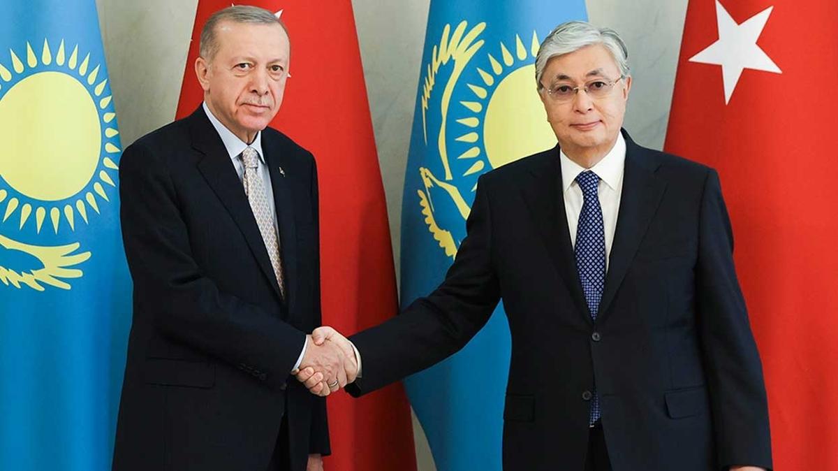 Bakan Erdoan, Kazakistan Cumhurbakan Tokayev ile grt 
