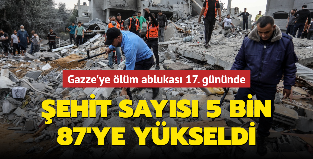 Gazze'ye lm ablukas 17. gnnde... ehit says 5 bin 87'ye ykseldi