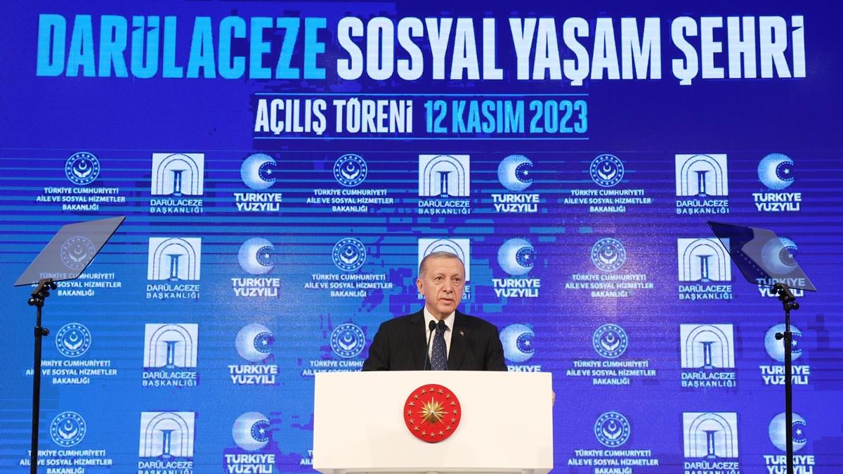 Bakan Erdoan'dan 'Darlaceze Sosyal Yaam ehri' mesaj