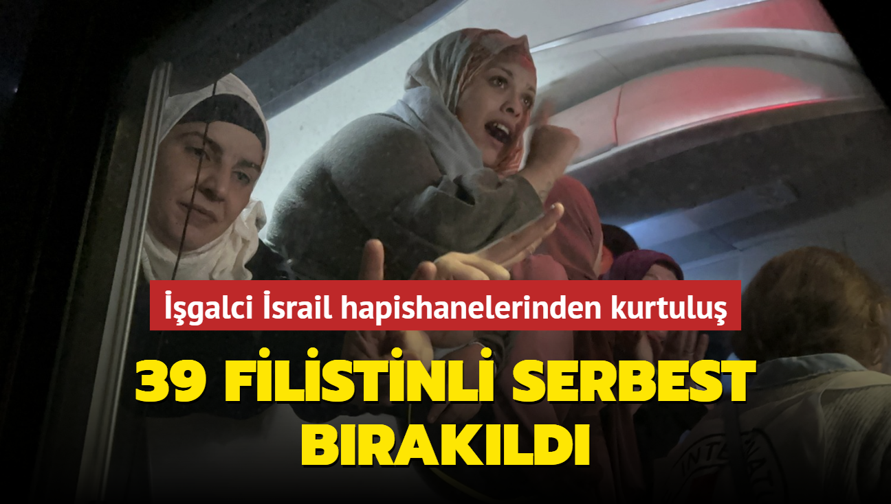 galci srail hapishanelerinden kurtulu... 39 Filistinli serbest brakld