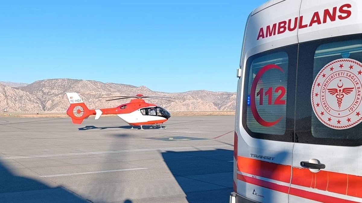 60 yandaki kalp hastasnn imdadna ambulans helikopter yetiti