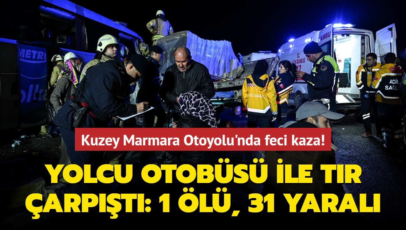 Kuzey Marmara Otoyolu'nda yolcu otobs ile tr arpt: 1 l, 31 yaral