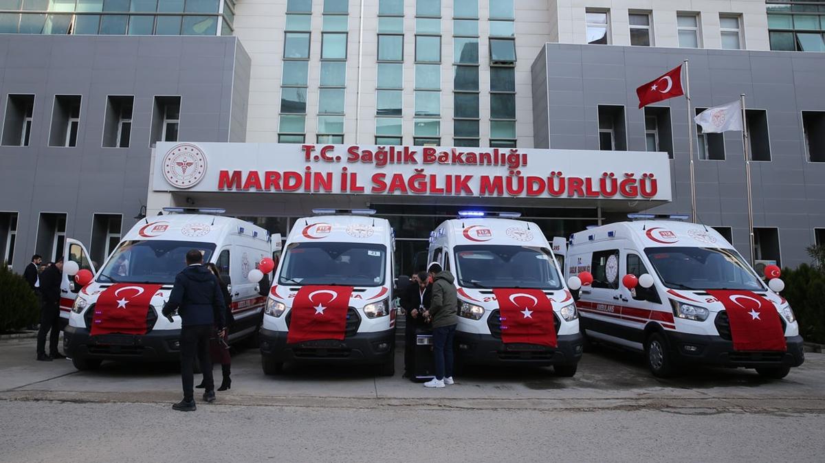 Mardin'de tam donanml 4 ambulans hizmete girdi