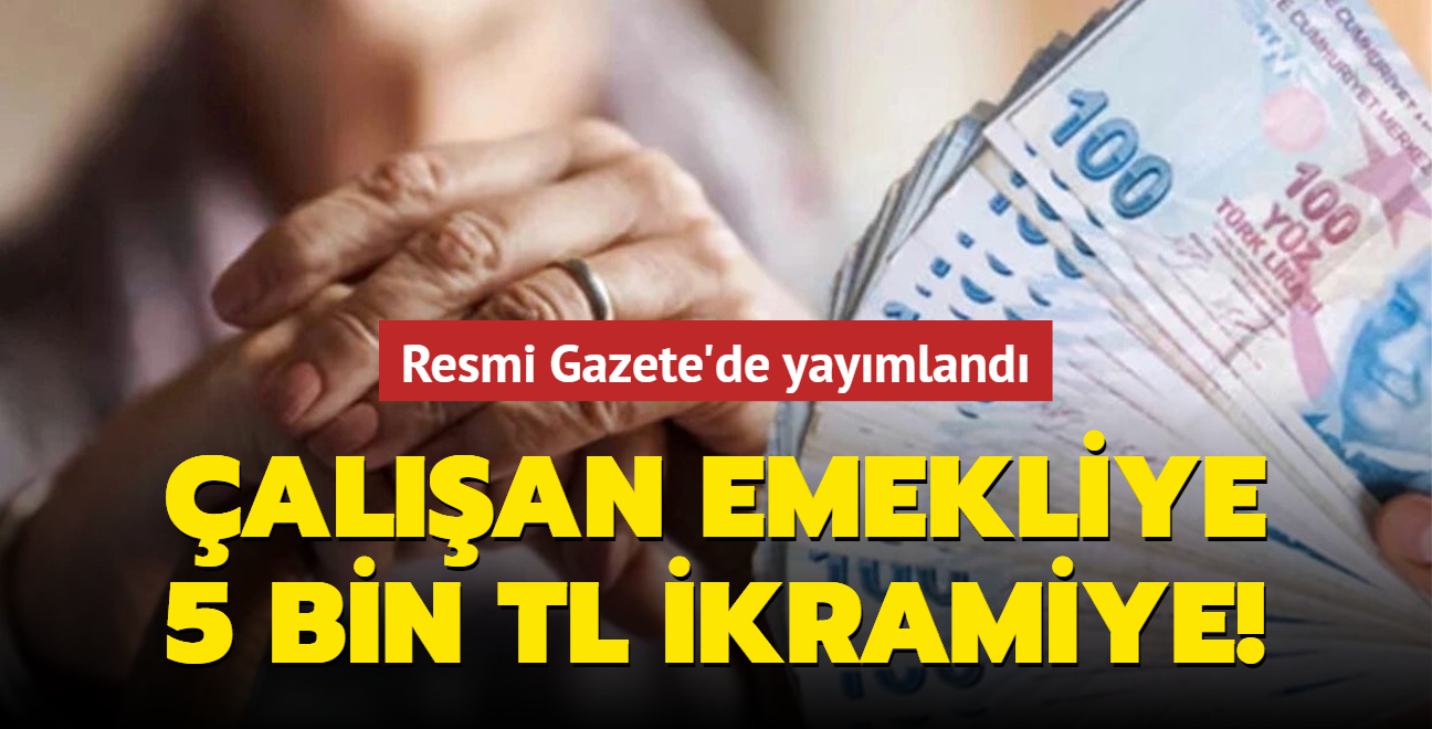 alan emeklilere 5 bin lira ikramiye Resmi Gazete'de