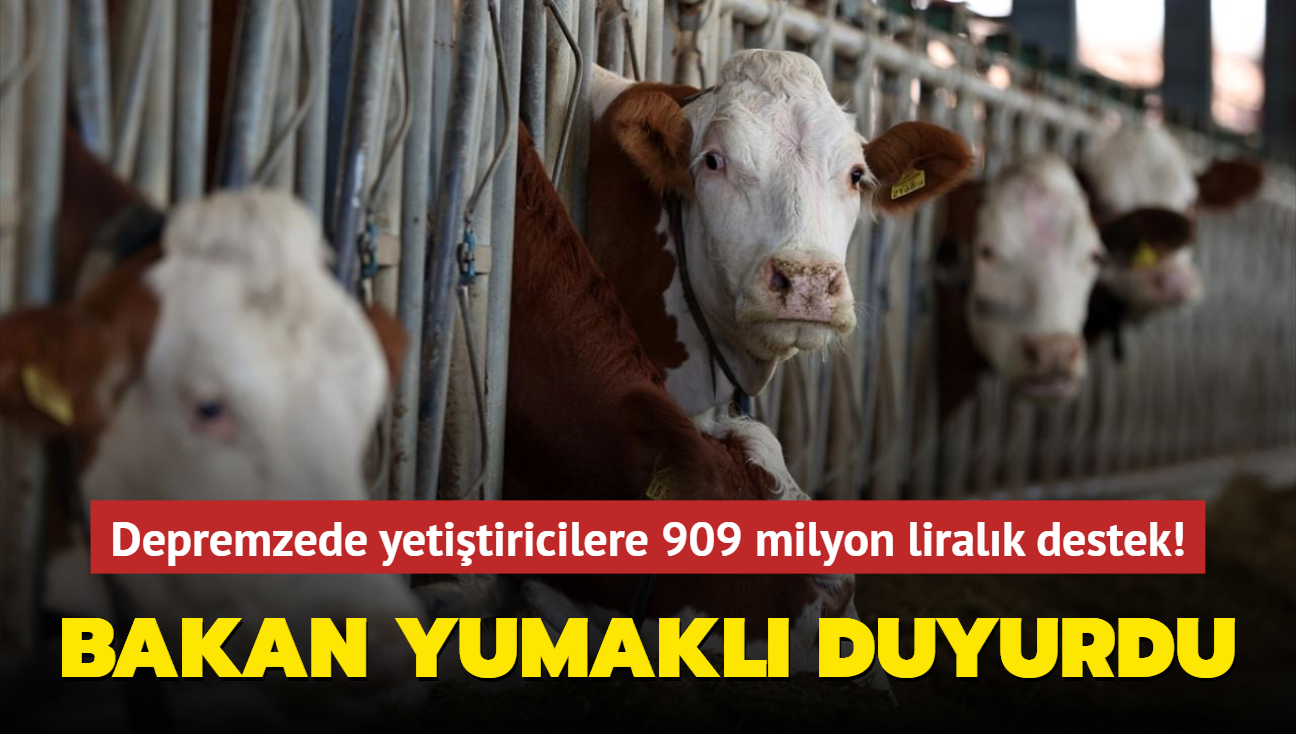 Bakan Yumakl duyurdu... Depremzede yetitiricilere 909 milyon liralk destek!