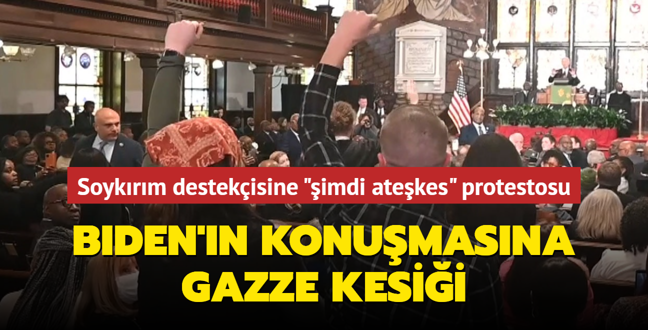 Biden'n konumasna Gazze kesii... Soykrm destekisine "imdi atekes" protestosu