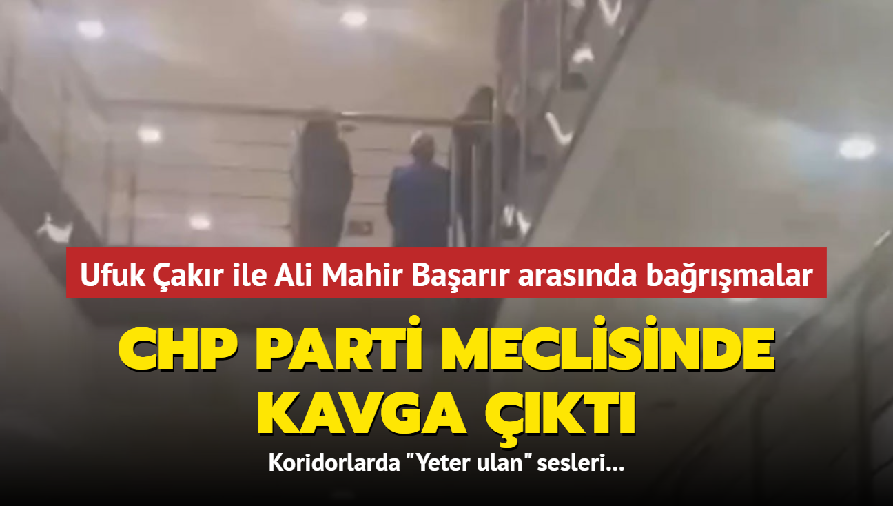 CHP Parti Meclisinde kavga kt... Ufuk akr ile Ali Mahir Baarr arasnda barmalar