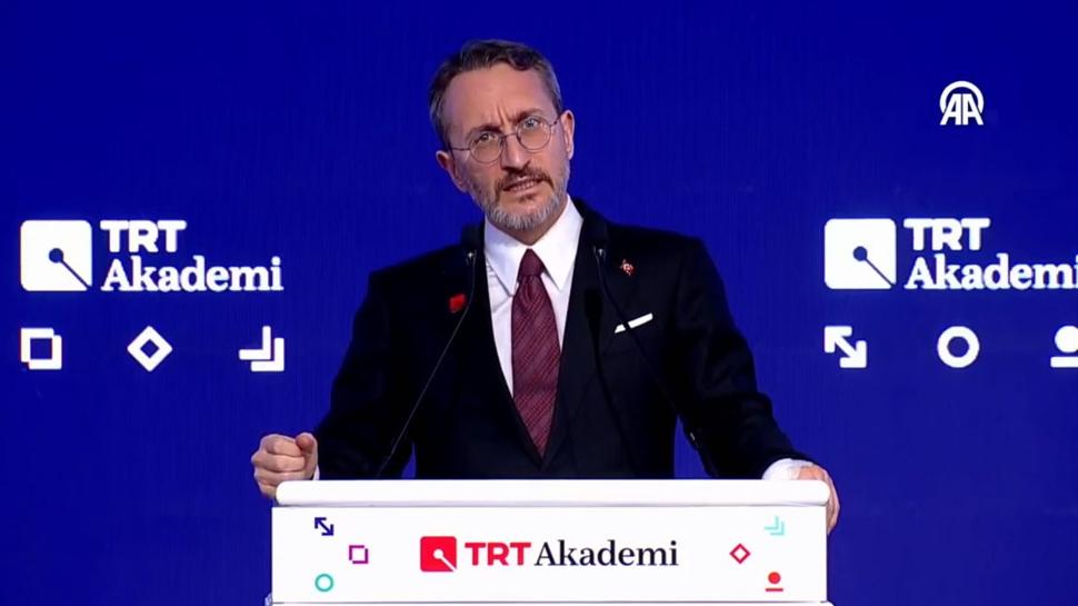 TRT Akademi tanıtım programı İletişim Başkanı Fahrettin Altun konuşma yapıyor