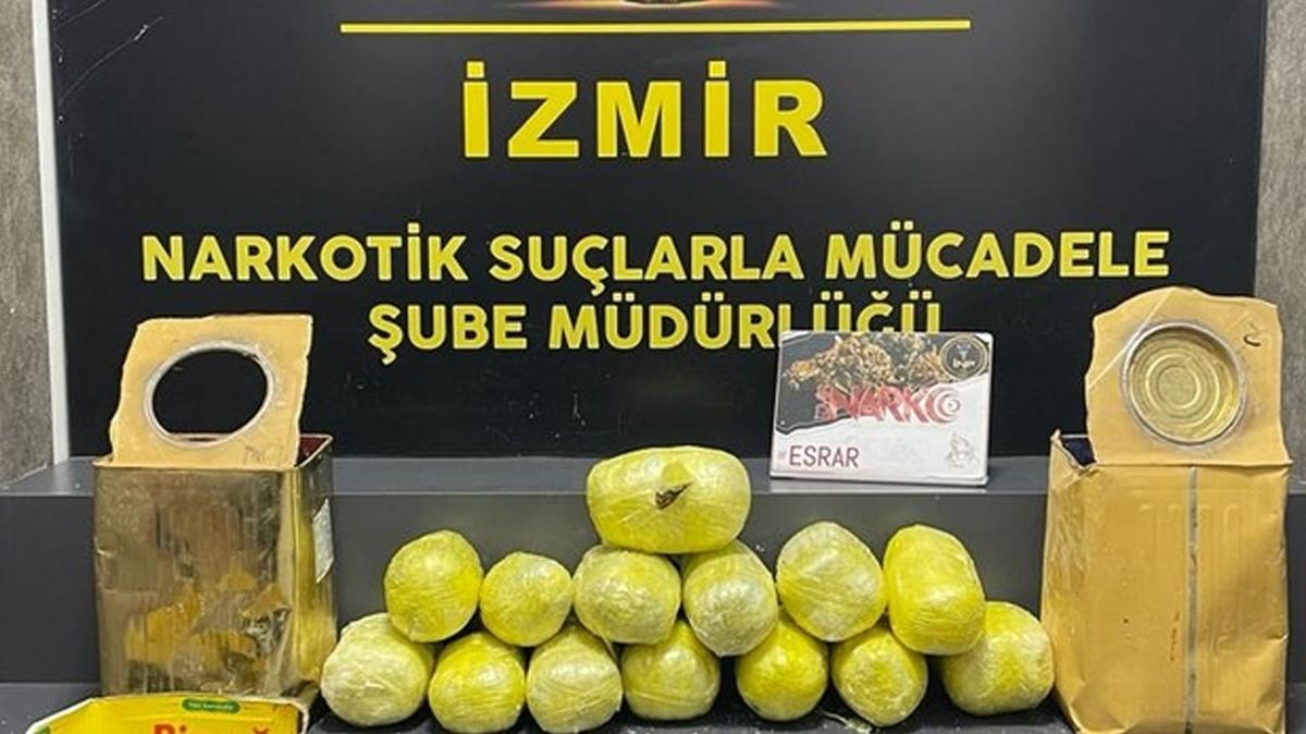 zmir'de uyuturucu operasyonu: 9 kilo 605 gram ele geirildi