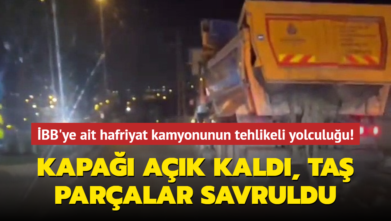 BB'ye ait hafriyat kamyonunun tehlikeli yolculuu! Kapa ak kald, ta paralar caddeye savruldu